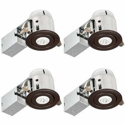 Globe Electric 4 Pack 3 in Oil Rubbed Bronze IC Rated Swivel Spotlight LED Can Recessed Lighting Kit LED Bulbs Included 90965