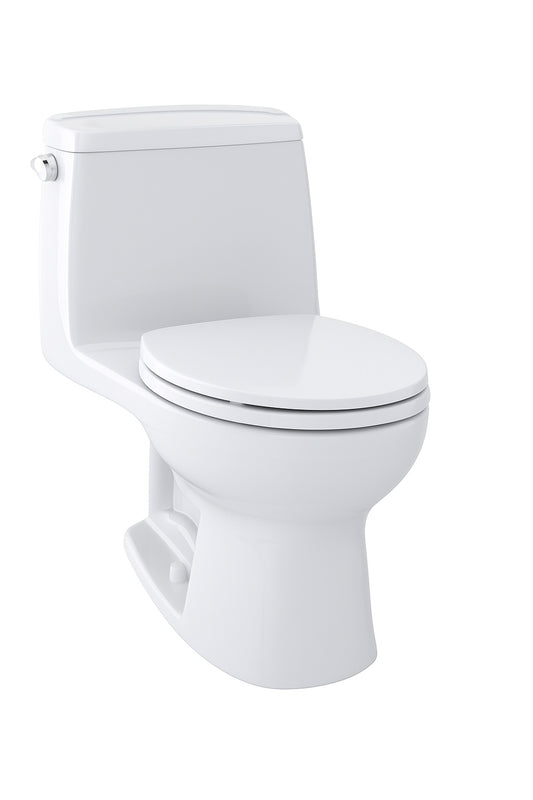 TOTO Eco UltraMax 12 in Rough In One Piece 1 28 GPF Single Flush Elongated Toilet in Cotton White SoftClose Seat Included