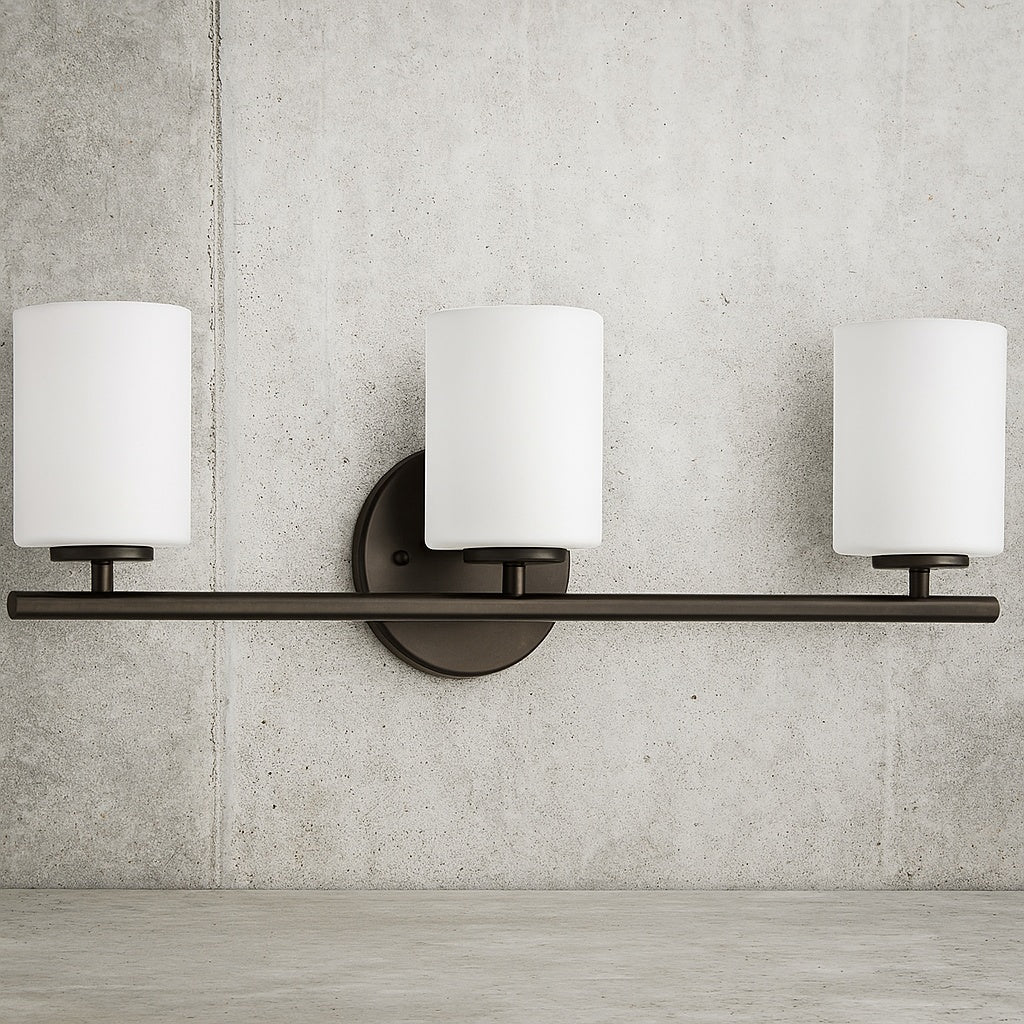 Replay Collection 22 in 3 Light Antique Bronze Etched White Glass Modern Bathroom Vanity Light P2159 20