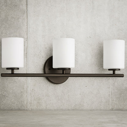 Replay Collection 22 in 3 Light Antique Bronze Etched White Glass Modern Bathroom Vanity Light P2159 20