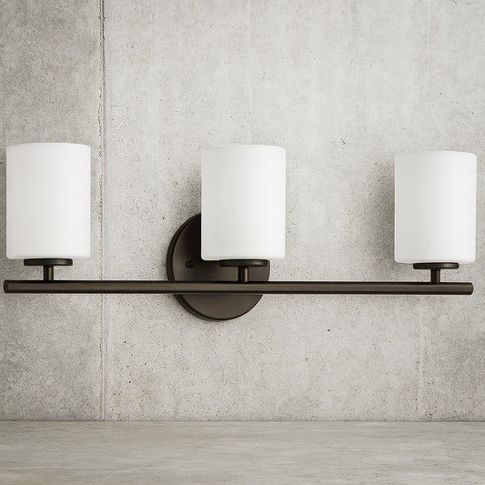 Replay Collection 22 in 3 Light Antique Bronze Etched White Glass Modern Bathroom Vanity Light P2159 20