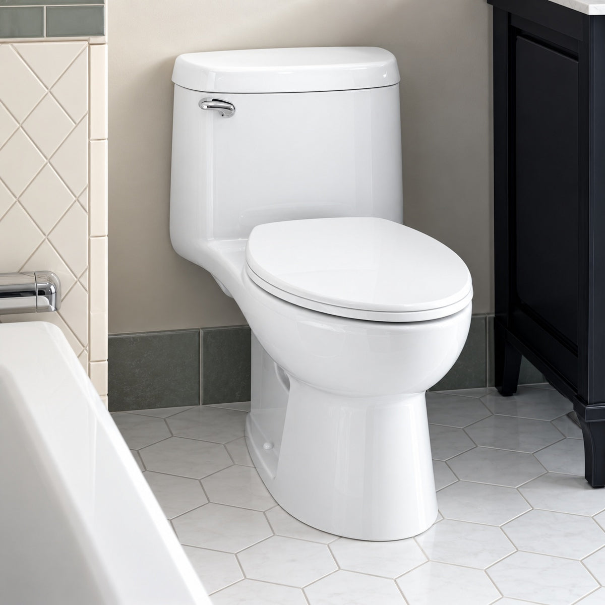 American Standard Champion 4 Tall Height 1 Piece 1 6 GPF Single Flush Elongated Toilet in White Seat Included 2034314 020