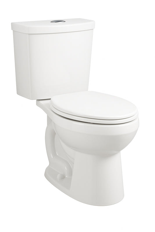"H2Option 2-Piece 0.92/1.28 GPF Dual Flush Round Front Toilet in White, Seat not Included"