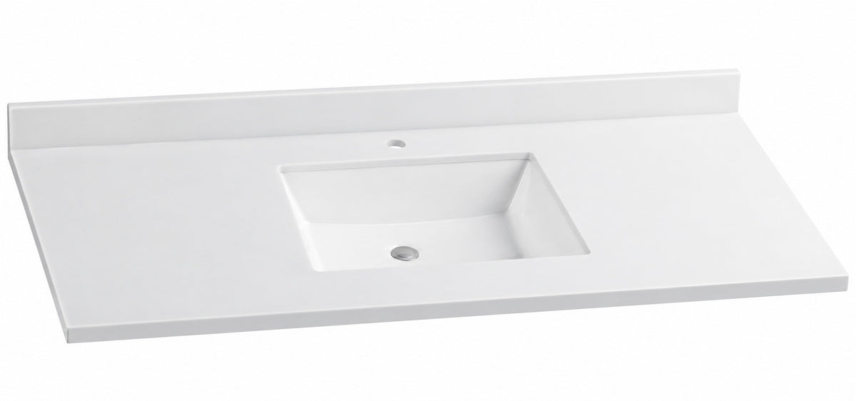 Glacier Bay 49 in W x 22 in D Cultured Marble White Rectangular Single Sink Vanity Top in White HU4922R WH