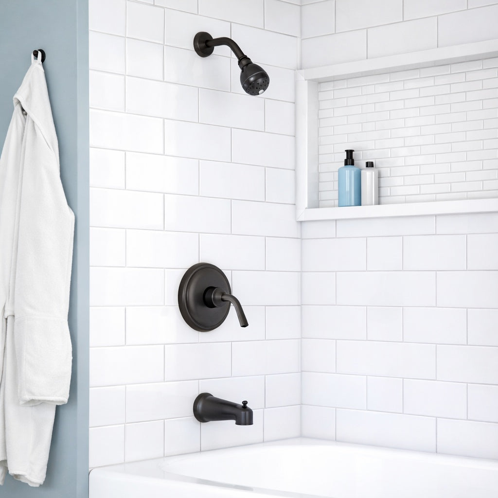Glacier Bay Builders Single Handle 1 Spray Tub And Shower Faucet 1 8 Gpm In Bronze Valve Included