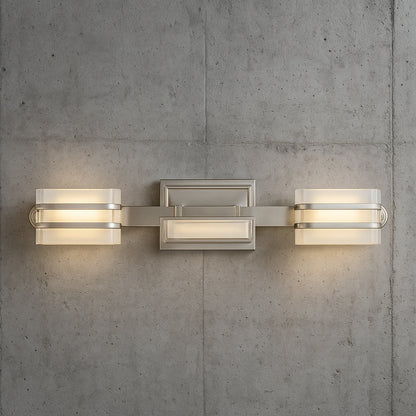 Home Decorators Collection Saltarell 40 Watt Equivalent 3 Light Brushed Nickel LED Vanity Light with Clear Etched Glass 22803/300959617 718212228036 Home Decorators Collection