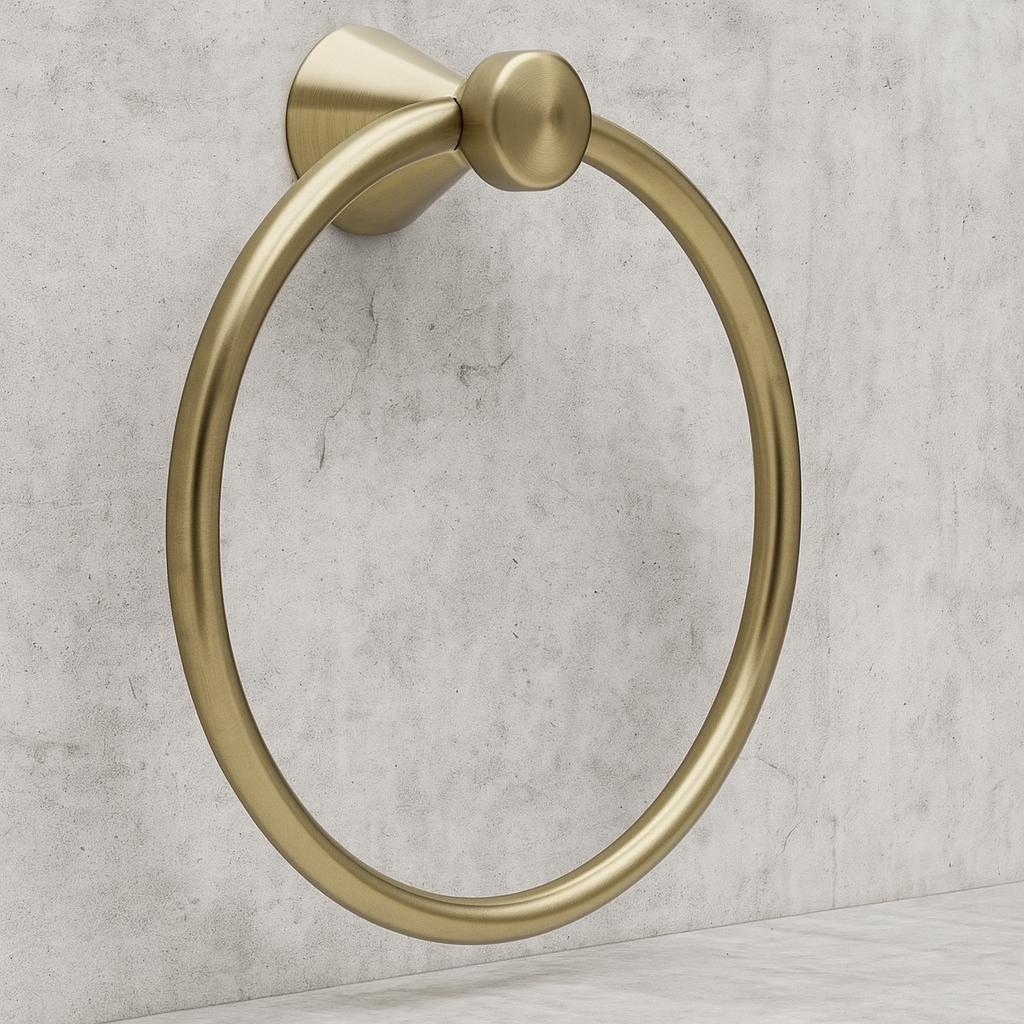 Lahara Wall Mount Round Closed Towel Ring Bath Hardware Accessory in Champagne Bronze