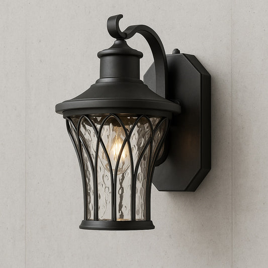 Home Decorators Collection Avia Falls Black Outdoor LED Dusk to Dawn Wall Lantern Sconce LED HD501 BK/300120033 736916668507 Home Decorators Collection
