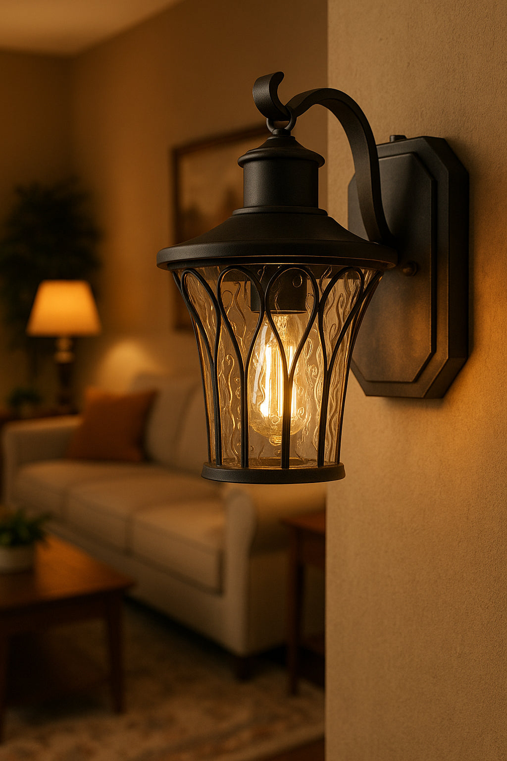 Home Decorators Collection Avia Falls Black Outdoor LED Dusk to Dawn Wall Lantern Sconce LED HD501 BK/300120033 736916668507 Home Decorators Collection