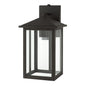 Home Decorators Collection Mauvo Canyon 15 5 in Black Dusk to Dawn LED Outdoor Wall Light Fixture Porch Sconce with Seeded Glass KB 06005 DEL