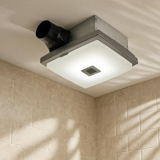 Broan-NuTone InVent Decorative Polished Steel Finish 70 CFM Ceiling Installation Bathroom Exhaust Fan with Light