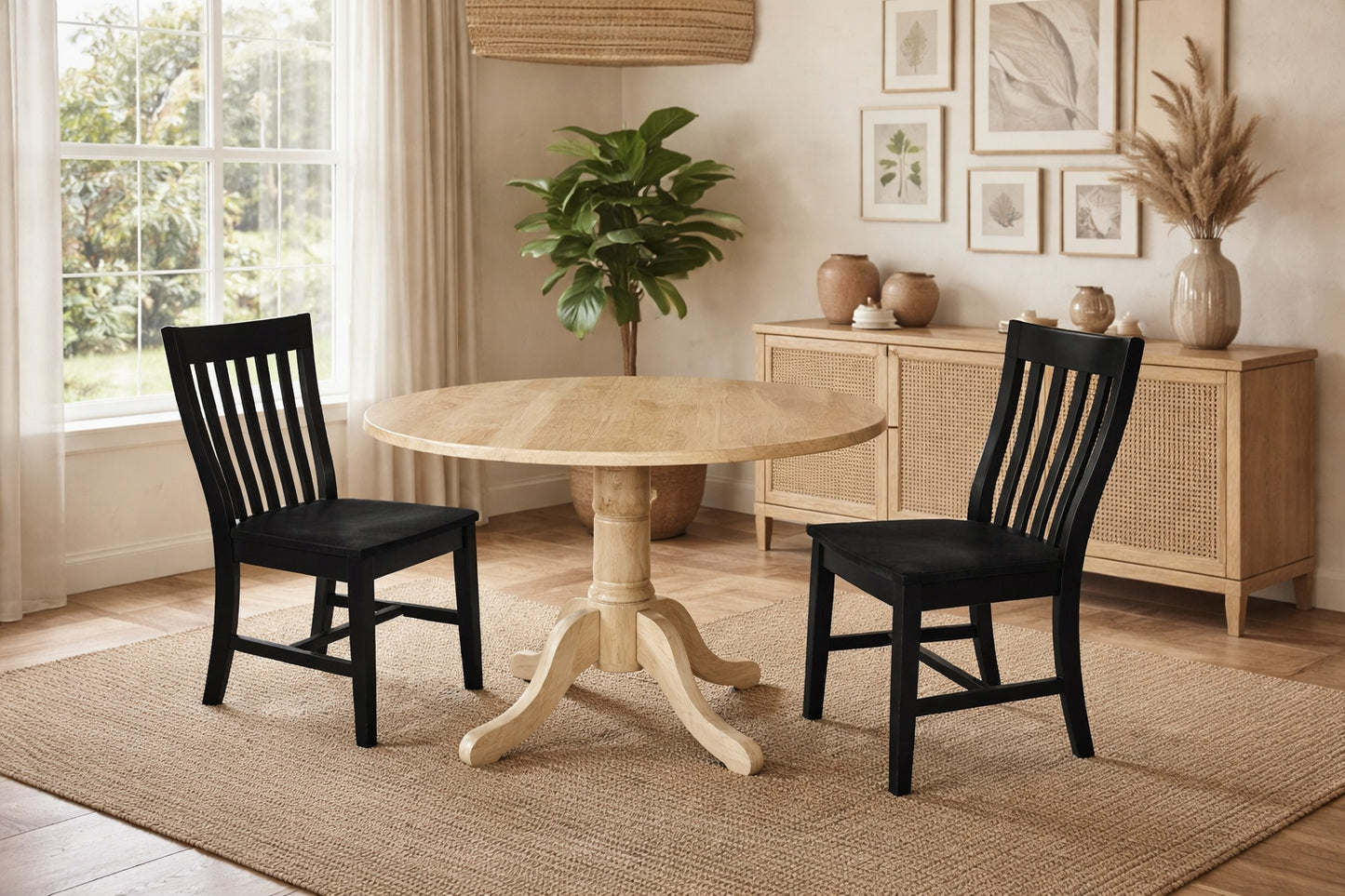 International Concepts Black Wood Dining Chair Set of 2