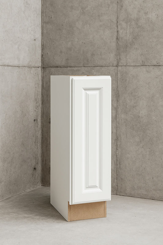 Hampton 9 in. W x 24 in. D x 34.5 in. H Assembled Base Kitchen Cabinet in Satin White