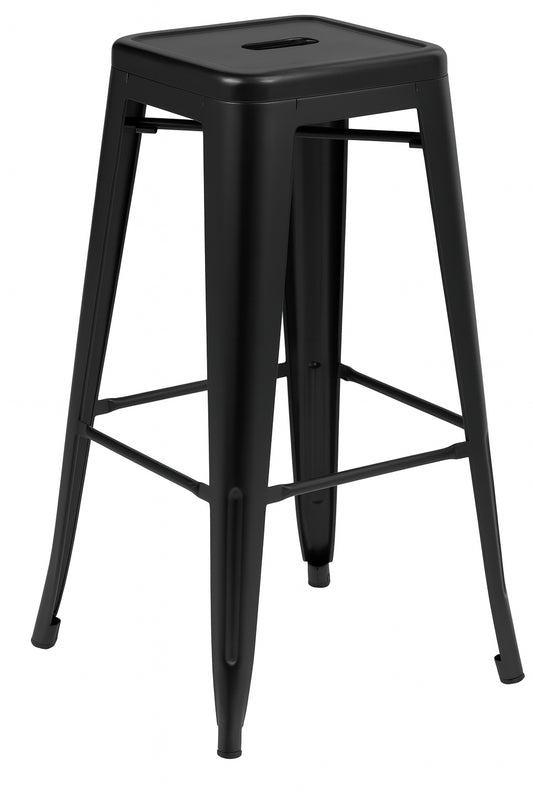 Flash Furniture 30 in. Distressed Black Metal Bar Stool