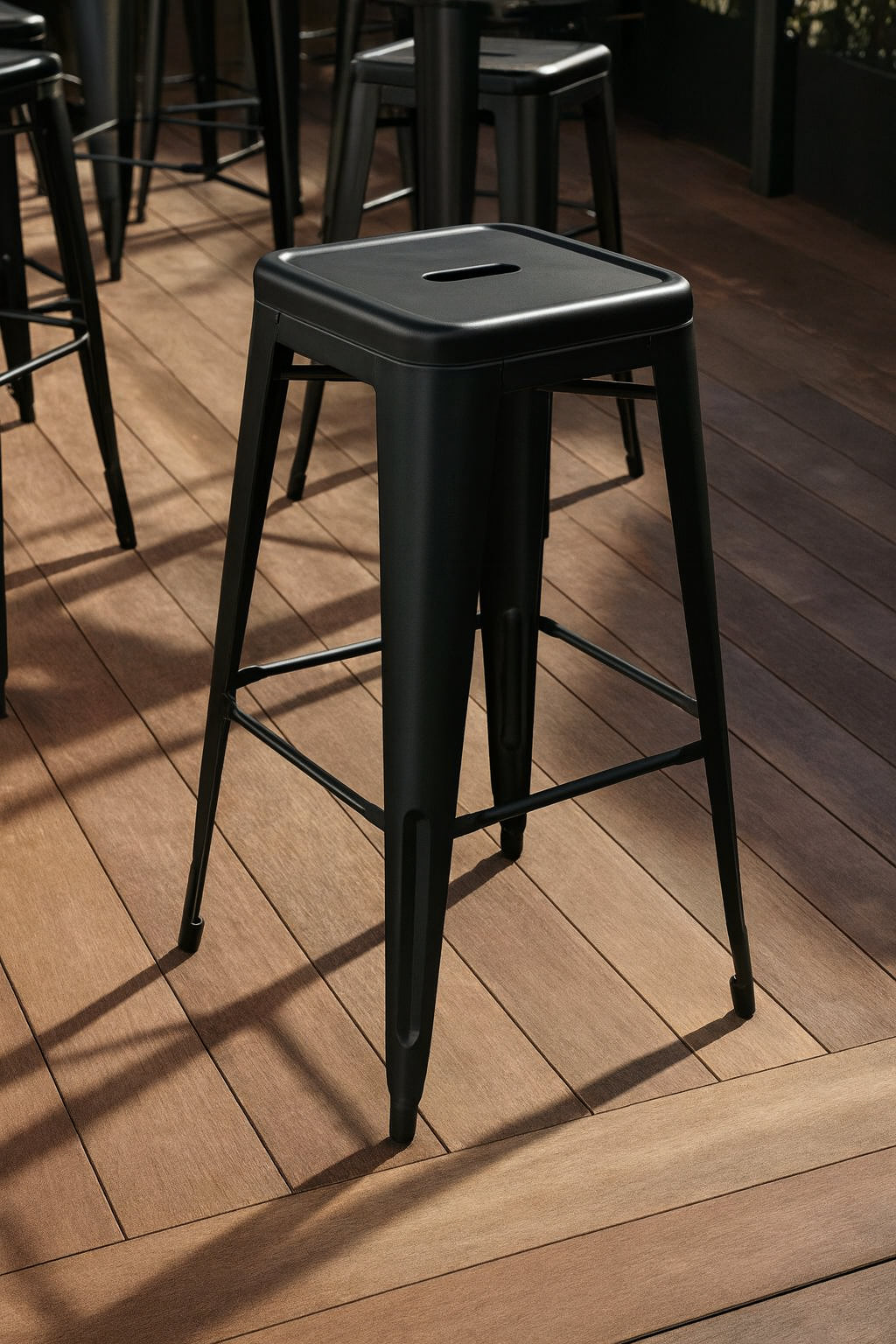 Flash Furniture 30 in. Distressed Black Metal Bar Stool