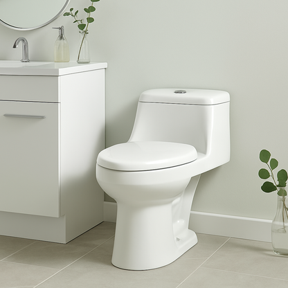 Glacier Bay Fenwick 1-Piece 1.6 GPF/1.1 GPF Dual Flush Elongated Toilet in White