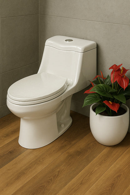 Glacier Bay Fenwick 1-Piece 1.6 GPF/1.1 GPF Dual Flush Elongated Toilet in White