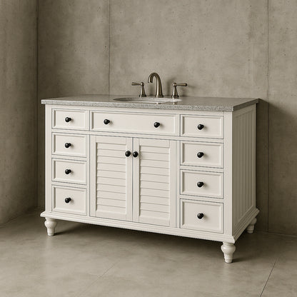 Home Decorators Collection Hamilton 49 in. W x 22 in. D x 35 in. H Single Sink Freestanding Bath Vanity in Ivory with Gray Granite Top