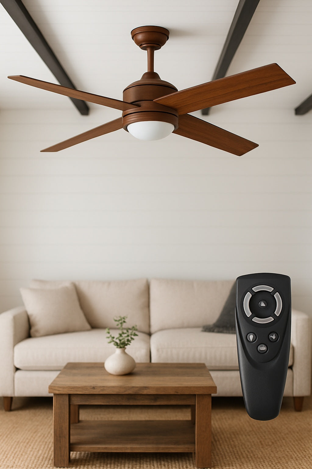 Home Decorators Collection Mercer 52 in LED Indoor Distressed Koa Ceiling Fan with Light Kit and Remote Control 54728/300654347 718212547281 Home Decorators Collection