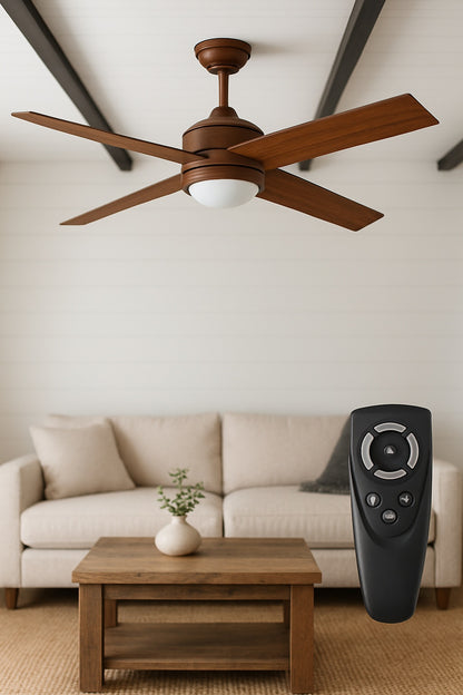 Home Decorators Collection Mercer 52 in LED Indoor Distressed Koa Ceiling Fan with Light Kit and Remote Control 54728/300654347 718212547281 Home Decorators Collection