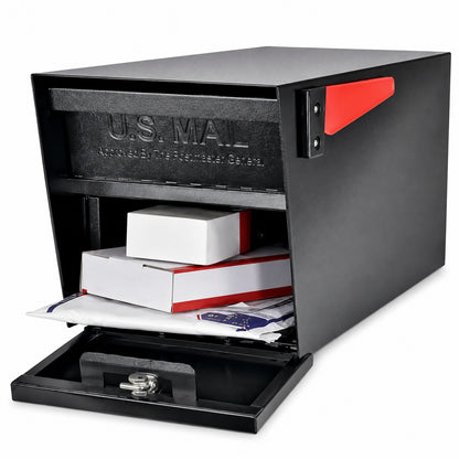 Mail Boss Mail Manager Locking Post Mount Mailbox with High Security Reinforced Patented Locking System Black