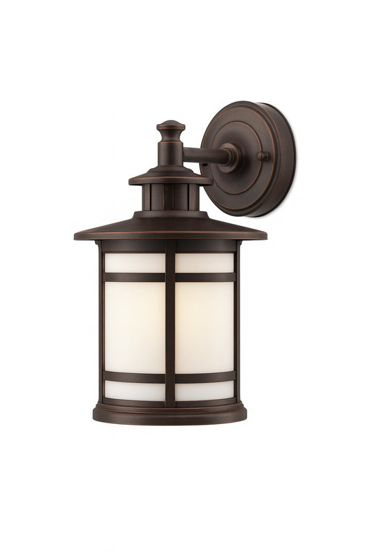 Home Decorators Collection 13 in. Oil-Rubbed Bronze Motion Sensing Integrated LED Hardwired Outdoor Wall Light Lantern Sconce