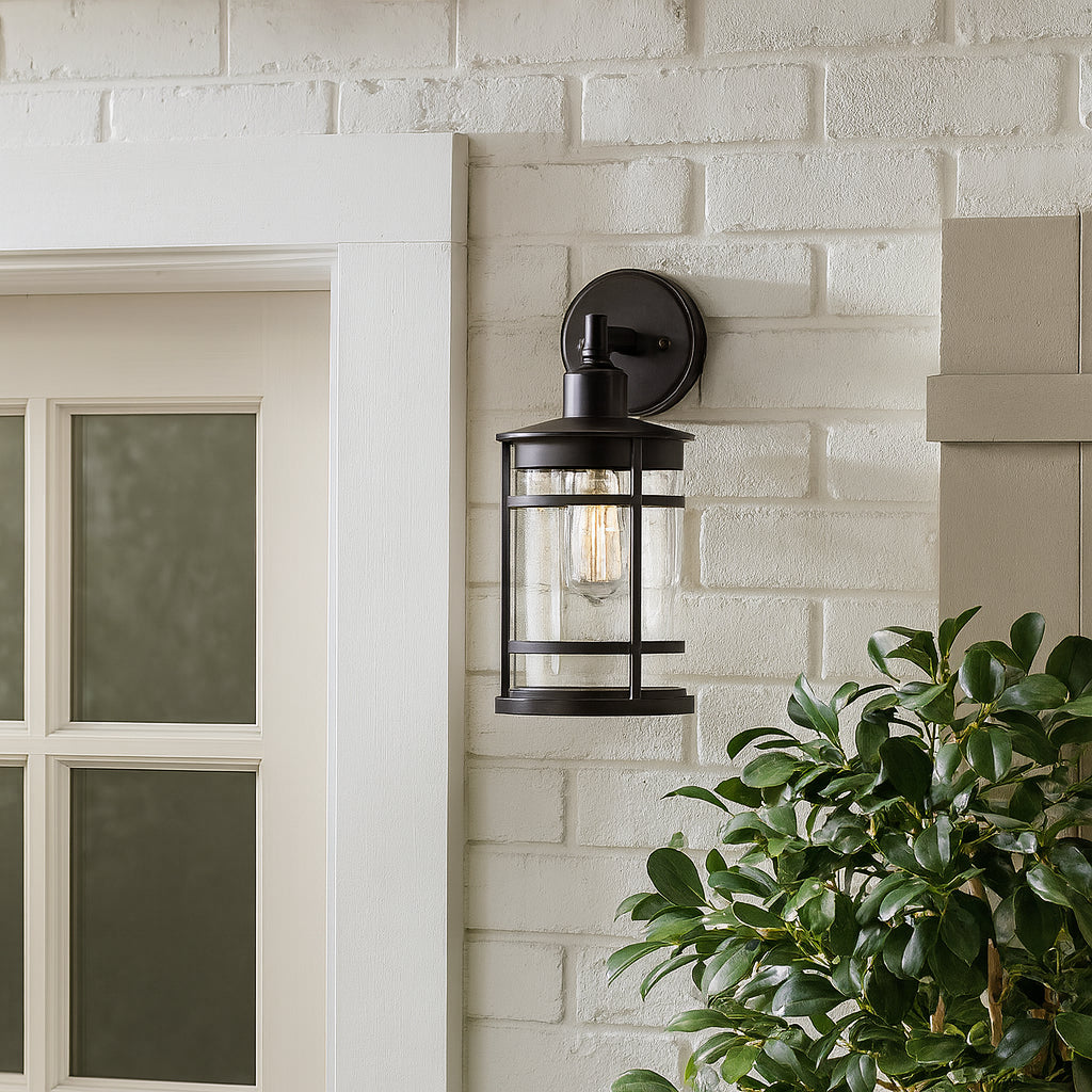 Home Decorators Collection 13 in. Oil-Rubbed Bronze Motion Sensing Integrated LED Hardwired Outdoor Wall Light Lantern Sconce
