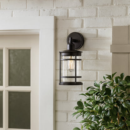 Home Decorators Collection 13 in. Oil-Rubbed Bronze Motion Sensing Integrated LED Hardwired Outdoor Wall Light Lantern Sconce