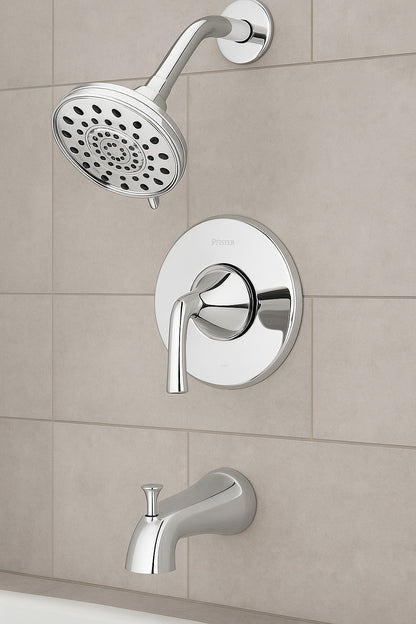 Pfister Ladera Single Handle 3-Spray Tub and Shower Faucet 1.8 GPM in Polished Chrome (Valve Included)