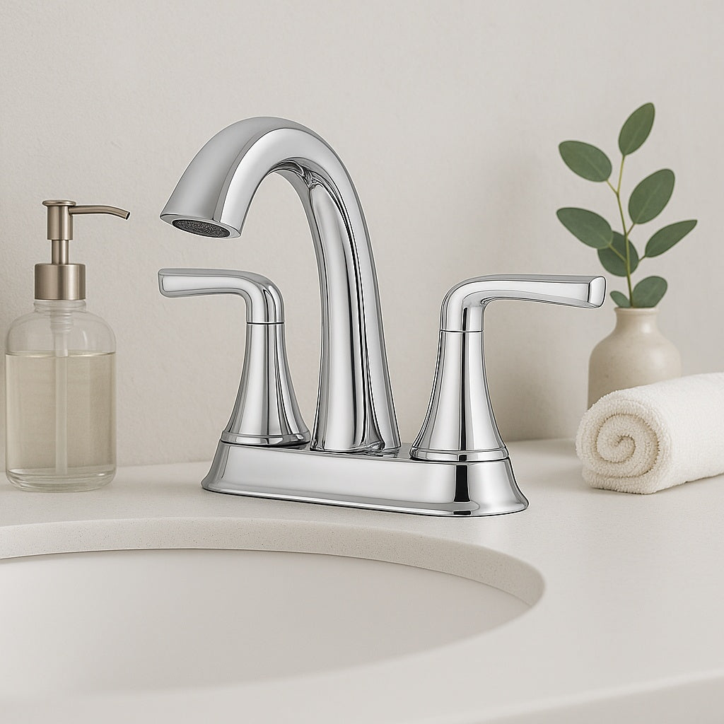 Ladera 4 in. Centerset Double Handle Bathroom Faucet in Polished Chrome