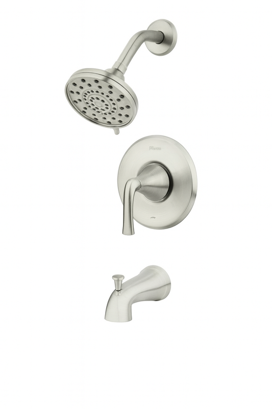 Pfister Ladera Single Handle 3-Spray Tub and Shower Faucet 1.8 GPM in Spot Defense Brushed Nickel (Valve Included)