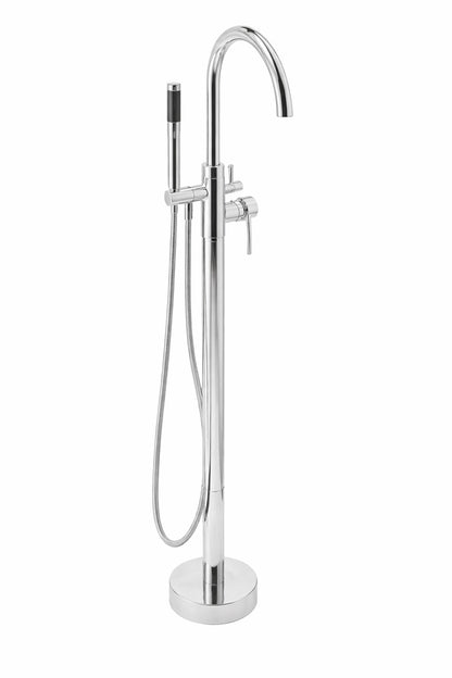AKDY 1 Handle Freestanding Floor Mount Roman Tub Faucet Bathtub Filler with Hand Shower in Chrome