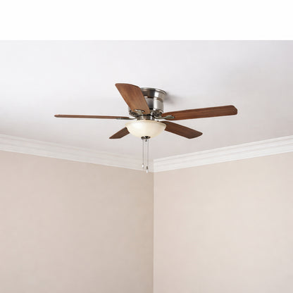 Hampton Bay Holly Springs 52 in LED Indoor Brushed Nickel Ceiling Fan with Light Kit