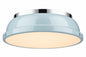 Golden Lighting Duncan 14 in 2 Light Chrome Flush Mount with Seafoam Shade