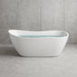 59 in. Acrylic Center Drain Oval Double Slipper Flatbottom Freestanding Bathtub in Glossy White