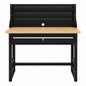 Husky Ready To Assemble 48 in W x 20 in D 1 Drawer Black Workbench with Pegboard and Solid Wood Top G4801S US