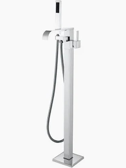 AKDY 1 Handle Freestanding Floor Mount Roman Tub Faucet Bathtub Filler with Hand Shower in Chrome