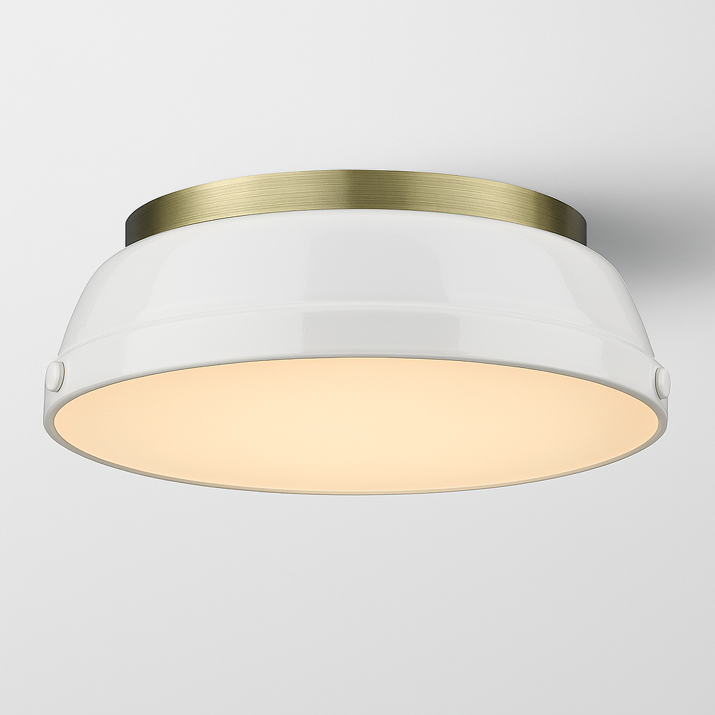 Golden Lighting Duncan AB 2 Light Aged Brass Flush Mount Light 3602 14 AB WH/301225108 844375036505 Golden Lighting