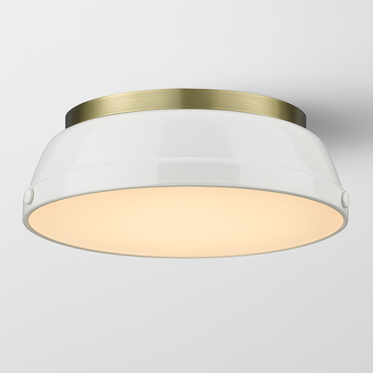 Golden Lighting Duncan AB 2 Light Aged Brass Flush Mount Light 3602 14 AB WH/301225108 844375036505 Golden Lighting