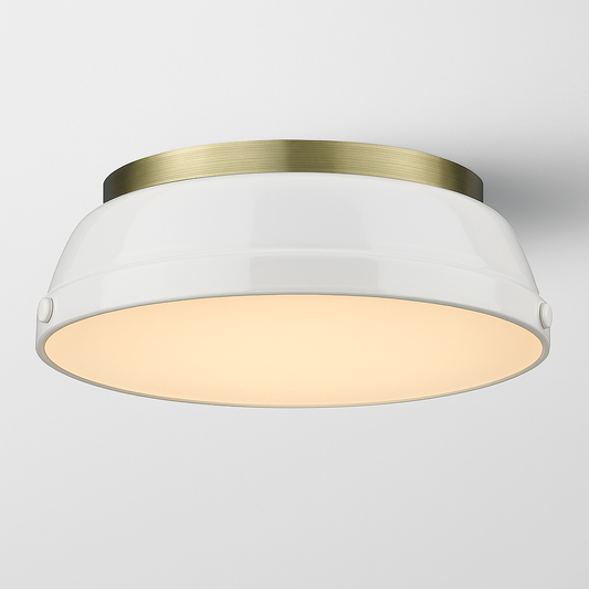 Golden Lighting Duncan AB 2 Light Aged Brass Flush Mount Light 3602 14 AB WH/301225108 844375036505 Golden Lighting