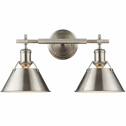 Golden Lighting Orwell PW 2 Light Pewter Bath Light with Pewter Shade