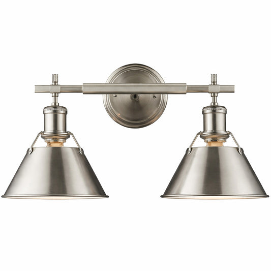 Golden Lighting Orwell PW 2 Light Pewter Bath Light with Pewter Shade