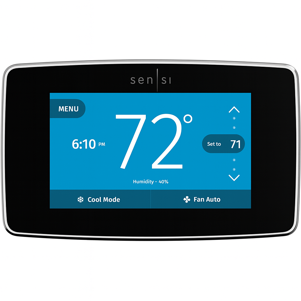 Copeland Sensi Touch Smart Thermostat Touchscreen Color Display Wi Fi 7 day Programmable Data Privacy Black