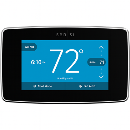Copeland Sensi Touch Smart Thermostat Touchscreen Color Display Wi Fi 7 day Programmable Data Privacy Black