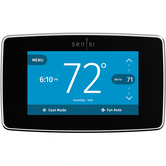 Copeland Sensi Touch Smart Thermostat Touchscreen Color Display Wi Fi 7 day Programmable Data Privacy Black