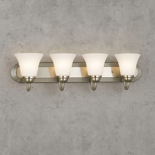 Progress Lighting
30 in. 4-Light Brushed Nickel Bathroom Vanity Light with Glass Shades