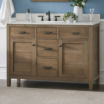 Home Decorators Collection Stanhope 49 in. Single Sink Reclaimed Oak Bath Vanity with Crystal White Engineered Stone Top (Assembled)