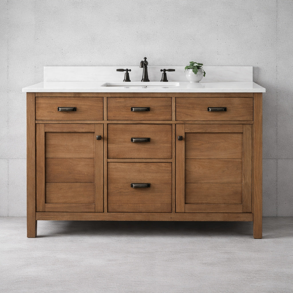 Home Decorators Collection Stanhope 49 in. Single Sink Reclaimed Oak Bath Vanity with Crystal White Engineered Stone Top (Assembled)
