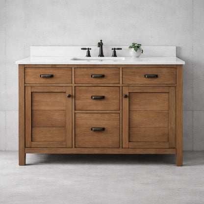 Home Decorators Collection Stanhope 49 in. Single Sink Reclaimed Oak Bath Vanity with Crystal White Engineered Stone Top (Assembled)