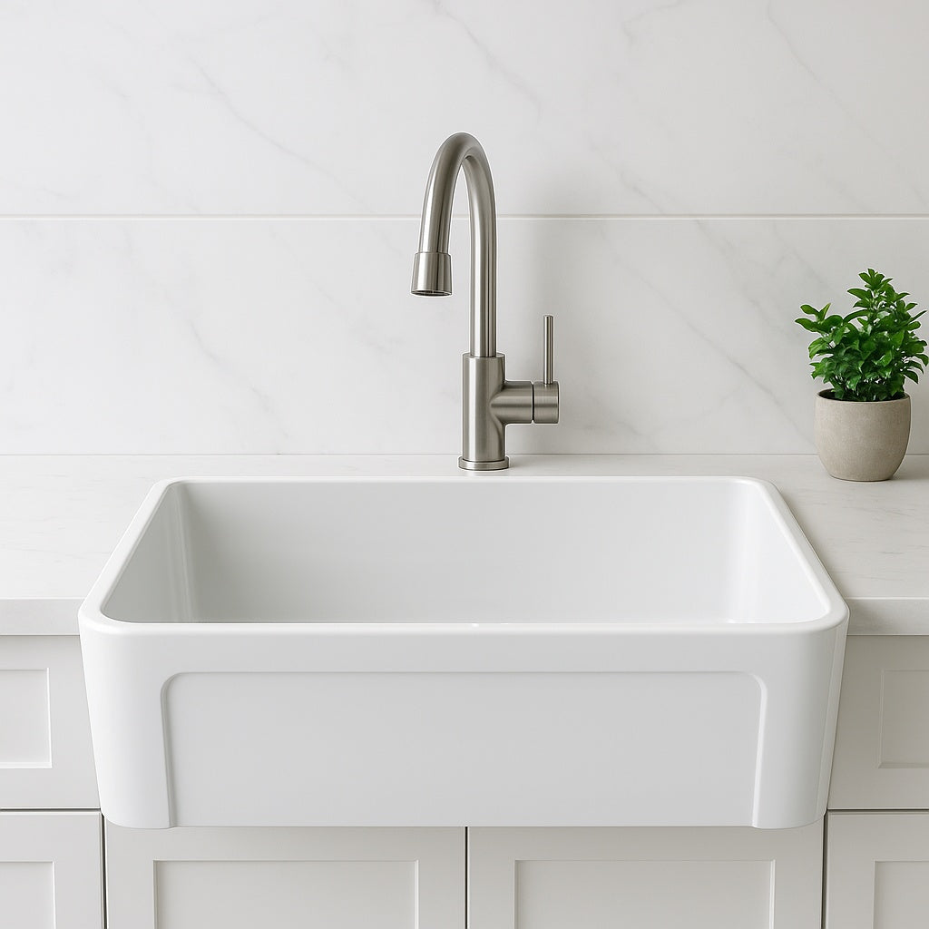 LaToscana La Toscana Farmhouse Apron-Front Fireclay 27 in. Single Basin Kitchen Sink in White